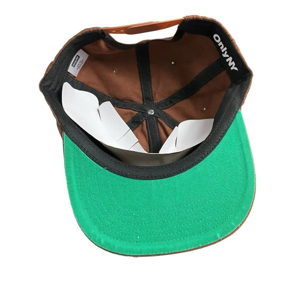 OnlyNY Snapback Hat Mens Brown 5 Panel Purple Embroidered Logo Streetwear Skate